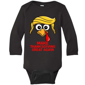 Make Thanksgiving Great Again Trump Turkey Funny Baby Long Sleeve Bodysuit