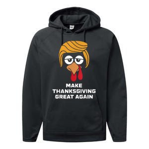 Make Thanksgiving Great Again Funny Turkey Face Performance Fleece Hoodie