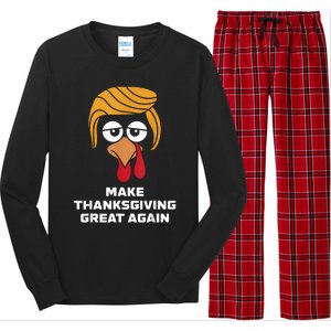 Make Thanksgiving Great Again Funny Turkey Face Long Sleeve Pajama Set