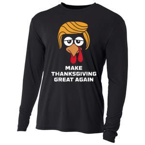 Make Thanksgiving Great Again Funny Turkey Face Cooling Performance Long Sleeve Crew