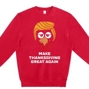 Make Thanksgiving Great Again Funny Turkey Face Premium Crewneck Sweatshirt