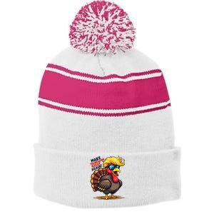 Make Thanksgiving Great Again Trump Turkey Usa Funny Gifts Stripe Pom Pom Beanie