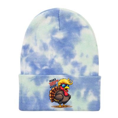 Make Thanksgiving Great Again Trump Turkey Usa Funny Gifts Tie Dye 12in Knit Beanie