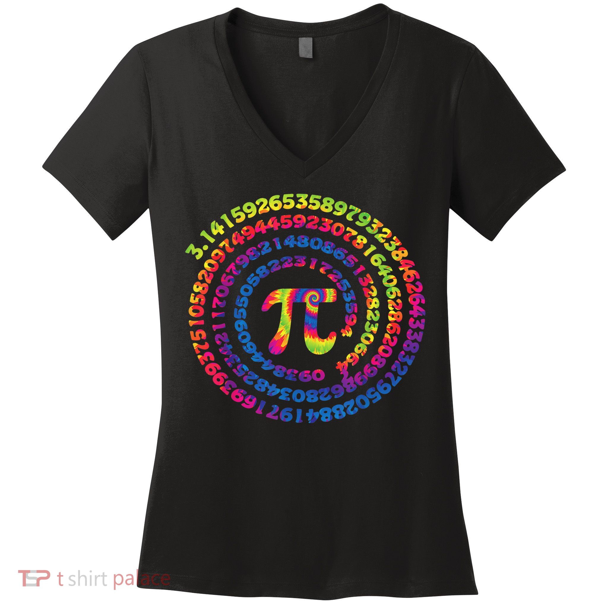 Math Teacher Gifts Tie Dye Pi Symbol Pi Day Women's V-Neck T-Shirt