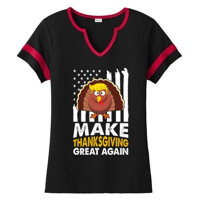 Make Thanksgiving Great Agains Trump Holiday Turkey 2024 Ladies Halftime Notch Neck Tee