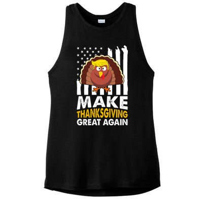 Make Thanksgiving Great Agains Trump Holiday Turkey 2024 Ladies PosiCharge Tri-Blend Wicking Tank