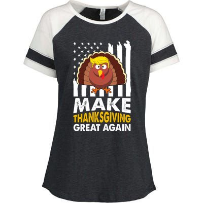 Make Thanksgiving Great Agains Trump Holiday Turkey 2024 Enza Ladies Jersey Colorblock Tee