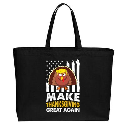 Make Thanksgiving Great Agains Trump Holiday Turkey 2024 Cotton Canvas Jumbo Tote