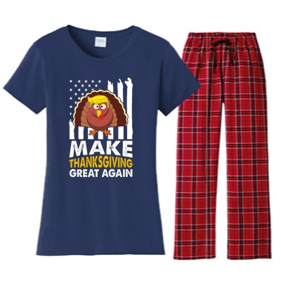 Make Thanksgiving Great Agains Trump Holiday Turkey 2024 Women's Flannel Pajama Set