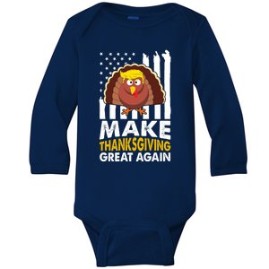 Make Thanksgiving Great Agains Trump Holiday Turkey 2024 Baby Long Sleeve Bodysuit