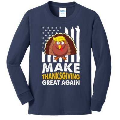 Make Thanksgiving Great Agains Trump Holiday Turkey 2024 Kids Long Sleeve Shirt