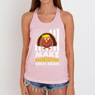 Make Thanksgiving Great Agains Trump Holiday Turkey 2024 Women's Knotted Racerback Tank