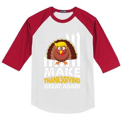 Make Thanksgiving Great Agains Trump Holiday Turkey 2024 Kids Colorblock Raglan Jersey