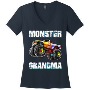 Monster Truck Grandma Monster Truck Are My Jam Truck Lovers Women's V-Neck T-Shirt