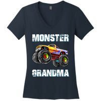 Monster Truck Grandma Monster Truck Are My Jam Truck Lovers Women's V-Neck T-Shirt