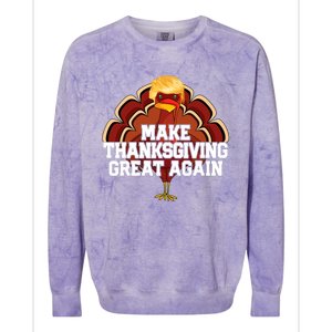 Make Thanksgiving Great Again Funny Turkey Donald Trump Colorblast Crewneck Sweatshirt