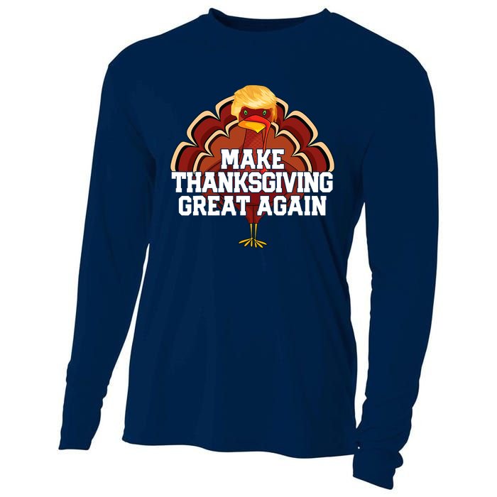 Make Thanksgiving Great Again Funny Turkey Donald Trump Cooling Performance Long Sleeve Crew