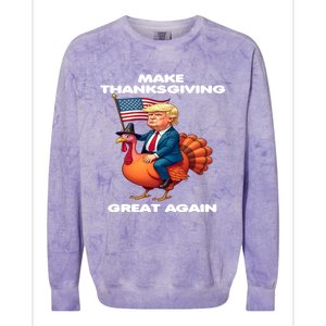 Make Thanksgiving Great Again Trump Riding A Turkey Usa Gift Colorblast Crewneck Sweatshirt