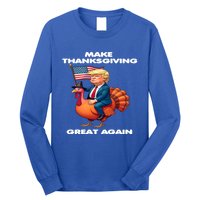 Make Thanksgiving Great Again Trump Riding A Turkey Usa Gift Long Sleeve Shirt