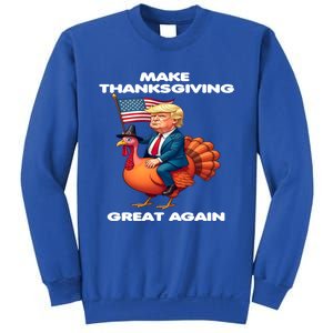 Make Thanksgiving Great Again Trump Riding A Turkey Usa Gift Sweatshirt