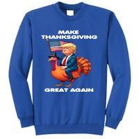 Make Thanksgiving Great Again Trump Riding A Turkey Usa Gift Tall Sweatshirt