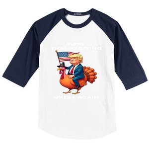 Make Thanksgiving Great Again Trump Riding A Turkey Usa Gift Baseball Sleeve Shirt