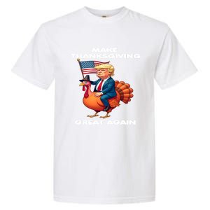 Make Thanksgiving Great Again Trump Riding A Turkey Usa Gift Garment-Dyed Heavyweight T-Shirt