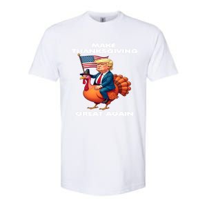 Make Thanksgiving Great Again Trump Riding A Turkey Usa Gift Softstyle CVC T-Shirt