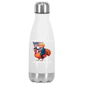 Make Thanksgiving Great Again Trump Riding A Turkey Usa Gift Stainless Steel Insulated Water Bottle