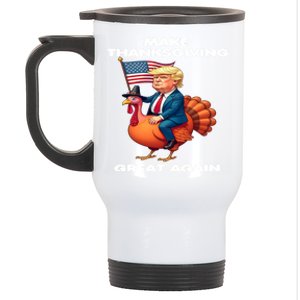 Make Thanksgiving Great Again Trump Riding A Turkey Usa Gift Stainless Steel Travel Mug