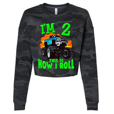 Monster Truck Girl Boy Im 2 This Is How I Roll Cropped Pullover Crew