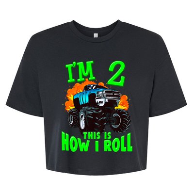 Monster Truck Girl Boy Im 2 This Is How I Roll Bella+Canvas Jersey Crop Tee