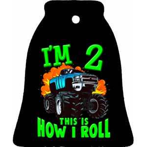 Monster Truck Girl Boy Im 2 This Is How I Roll Ceramic Bell Ornament