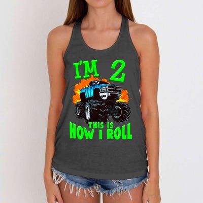 Monster Truck Girl Boy Im 2 This Is How I Roll Women's Knotted Racerback Tank