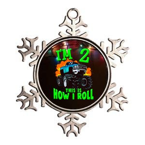 Monster Truck Girl Boy Im 2 This Is How I Roll Metallic Star Ornament