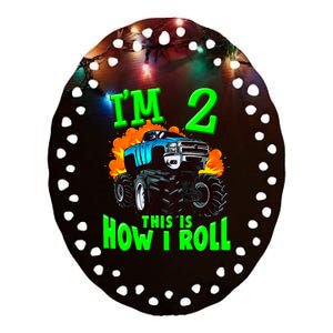 Monster Truck Girl Boy Im 2 This Is How I Roll Ceramic Oval Ornament