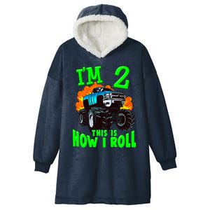 Monster Truck Girl Boy Im 2 This Is How I Roll Hooded Wearable Blanket