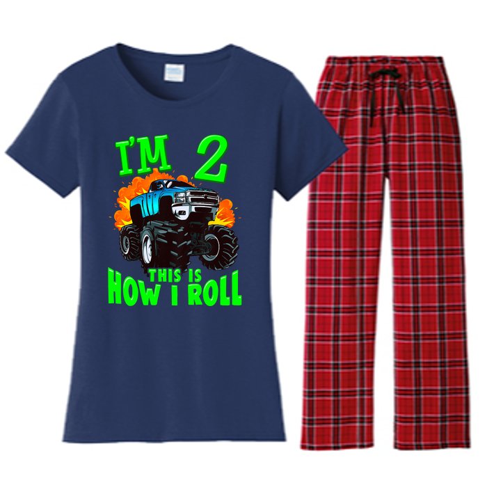 Monster Truck Girl Boy Im 2 This Is How I Roll Women's Flannel Pajama Set