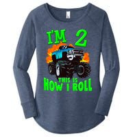 Monster Truck Girl Boy Im 2 This Is How I Roll Women's Perfect Tri Tunic Long Sleeve Shirt