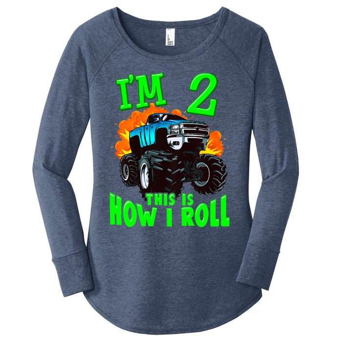 Monster Truck Girl Boy Im 2 This Is How I Roll Women's Perfect Tri Tunic Long Sleeve Shirt