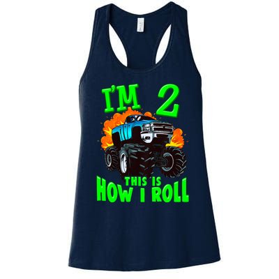 Monster Truck Girl Boy Im 2 This Is How I Roll Women's Racerback Tank