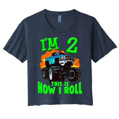 Monster Truck Girl Boy Im 2 This Is How I Roll Women's Crop Top Tee