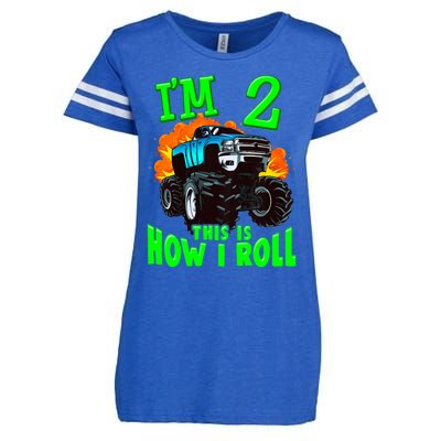 Monster Truck Girl Boy Im 2 This Is How I Roll Enza Ladies Jersey Football T-Shirt