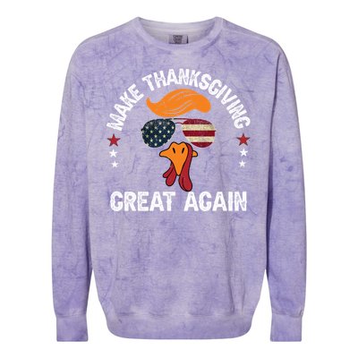 Make Thanksgiving Great Again Trump Turkey Face Thanksgiving Gift Colorblast Crewneck Sweatshirt