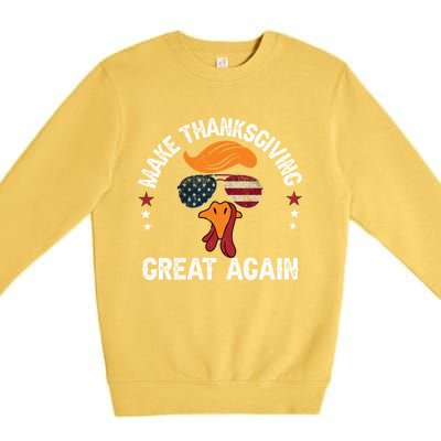 Make Thanksgiving Great Again Trump Turkey Face Thanksgiving Gift Premium Crewneck Sweatshirt