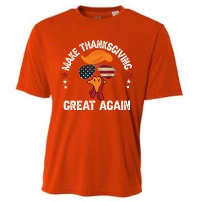 Make Thanksgiving Great Again Trump Turkey Face Thanksgiving Gift Cooling Performance Crew T-Shirt