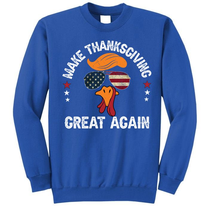 Make Thanksgiving Great Again Trump Turkey Face Thanksgiving Gift Tall Sweatshirt