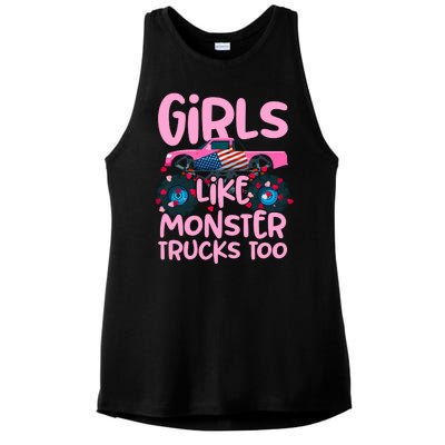 Monster Truck Girls Like Monsters Too Birthday Gifts Ladies PosiCharge Tri-Blend Wicking Tank