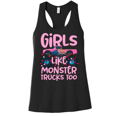 Monster Truck Girls Like Monsters Too Birthday Gifts Women's Racerback Tank