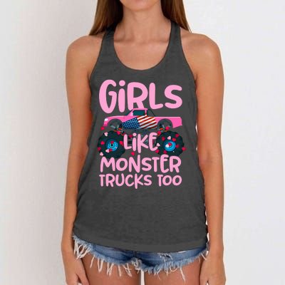 Monster Truck Girls Like Monsters Too Birthday Gifts Women's Knotted Racerback Tank